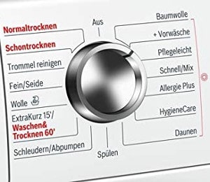 Waschtrockner Features Bedienfeld